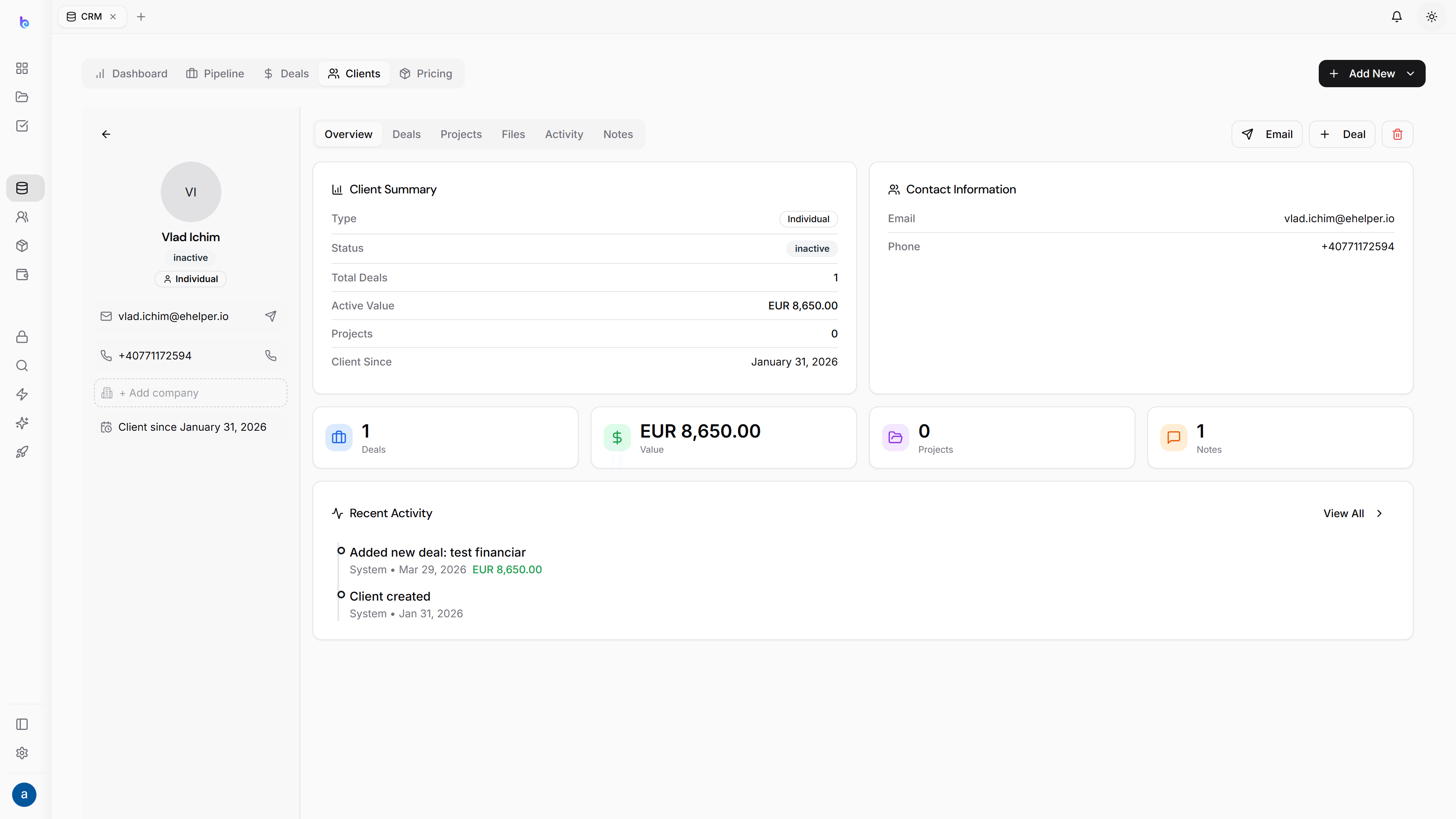 Client profile — light