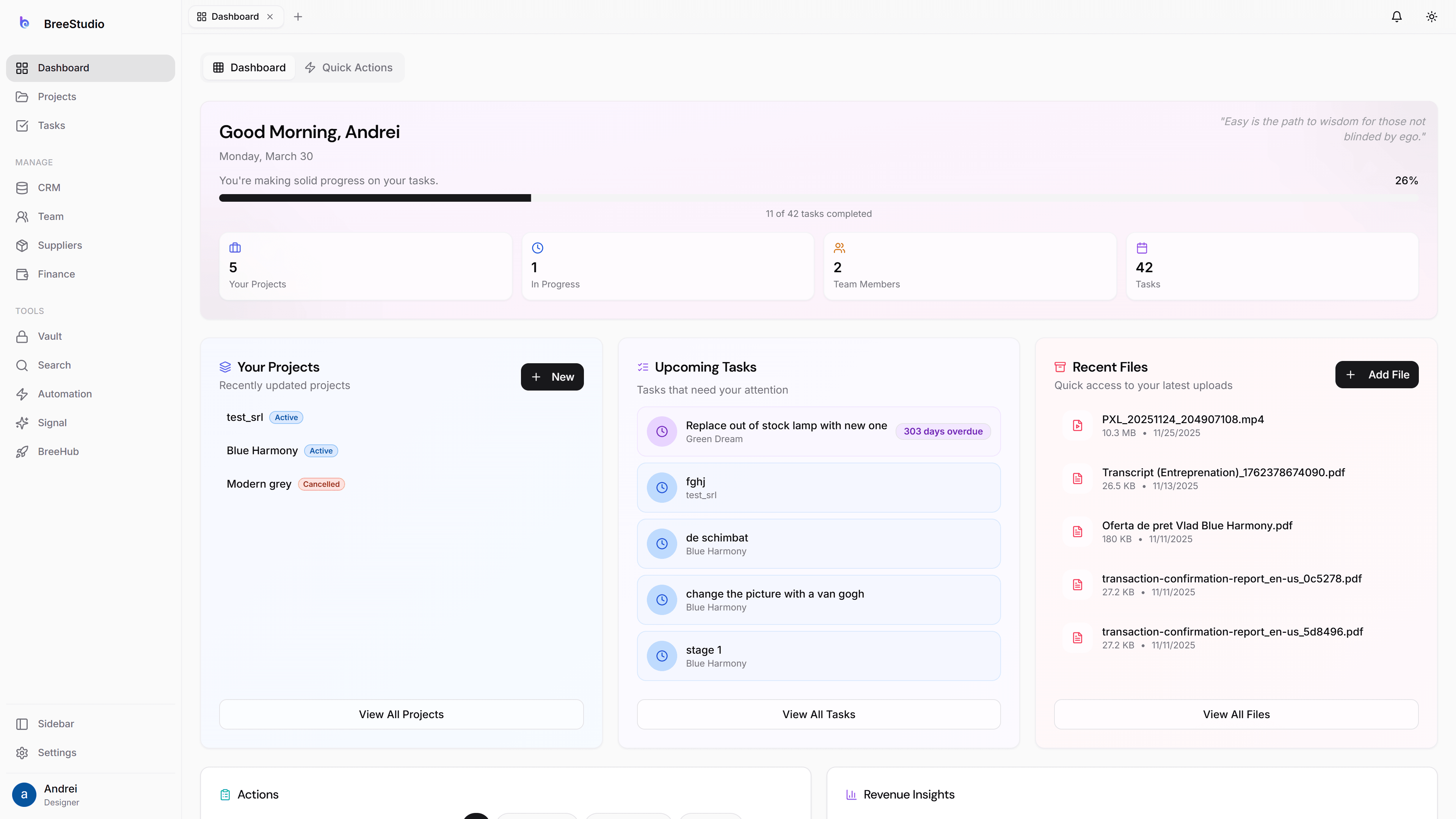 BreeStudio collaboration overview — light mode