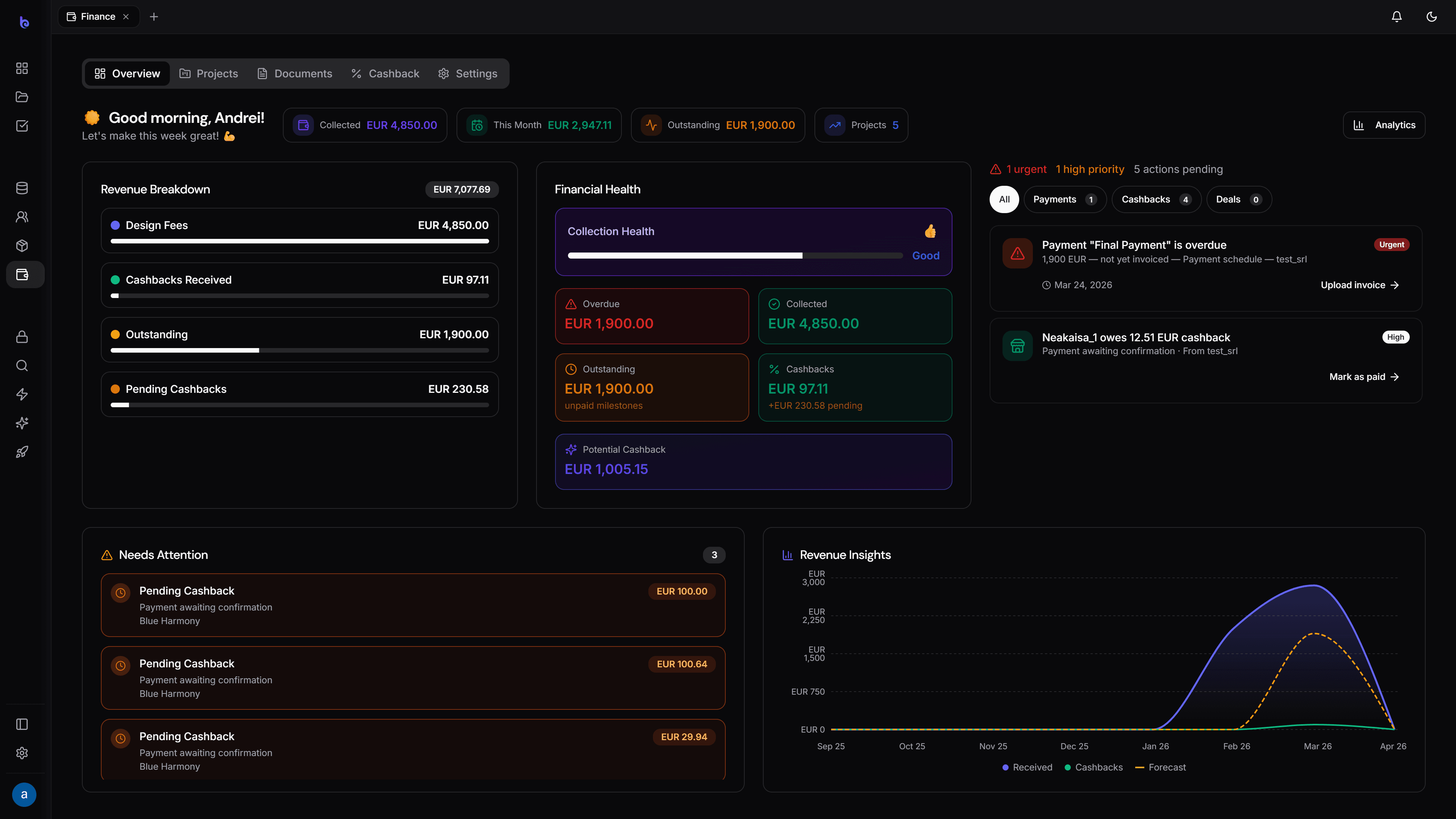 Track the money — Finance in dark mode