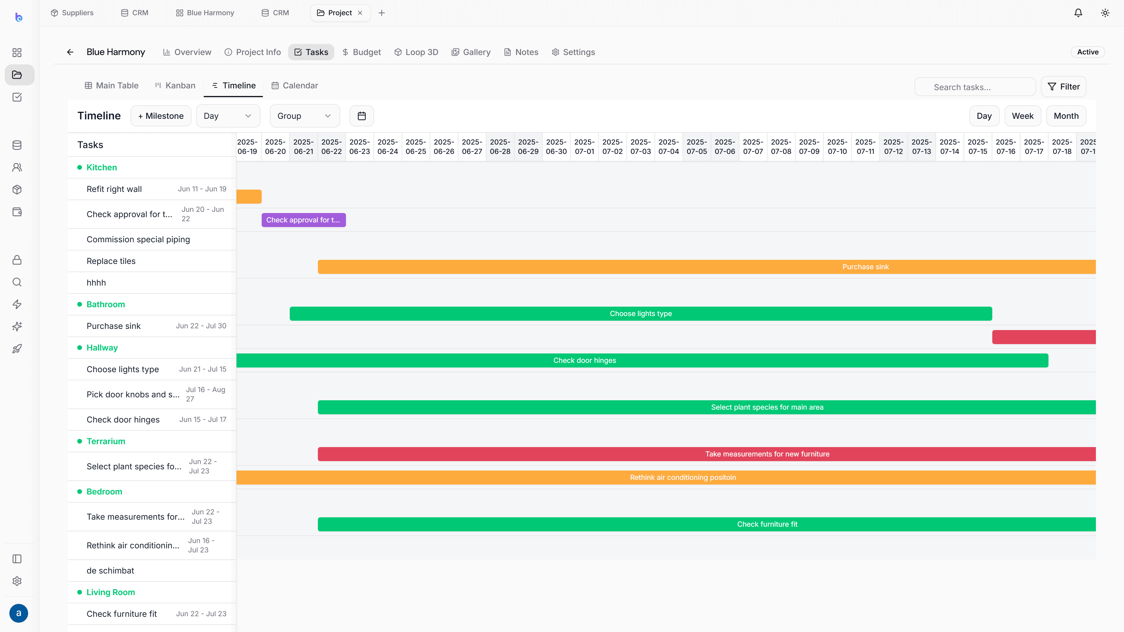 Schedule timeline — light